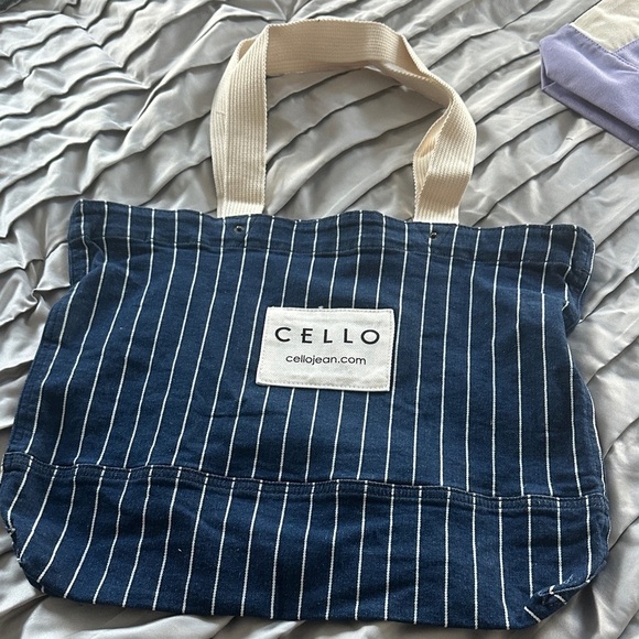 Cello Handbags - Cello Navy and Cream Striped Tote (Brand New)